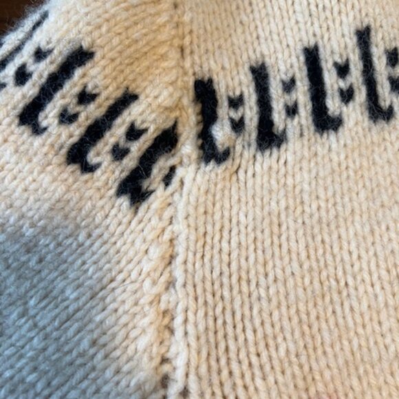 Cowichan Curling style Vintage 1960's Wool Sweater, Bulldozer - Picture 11 of 16